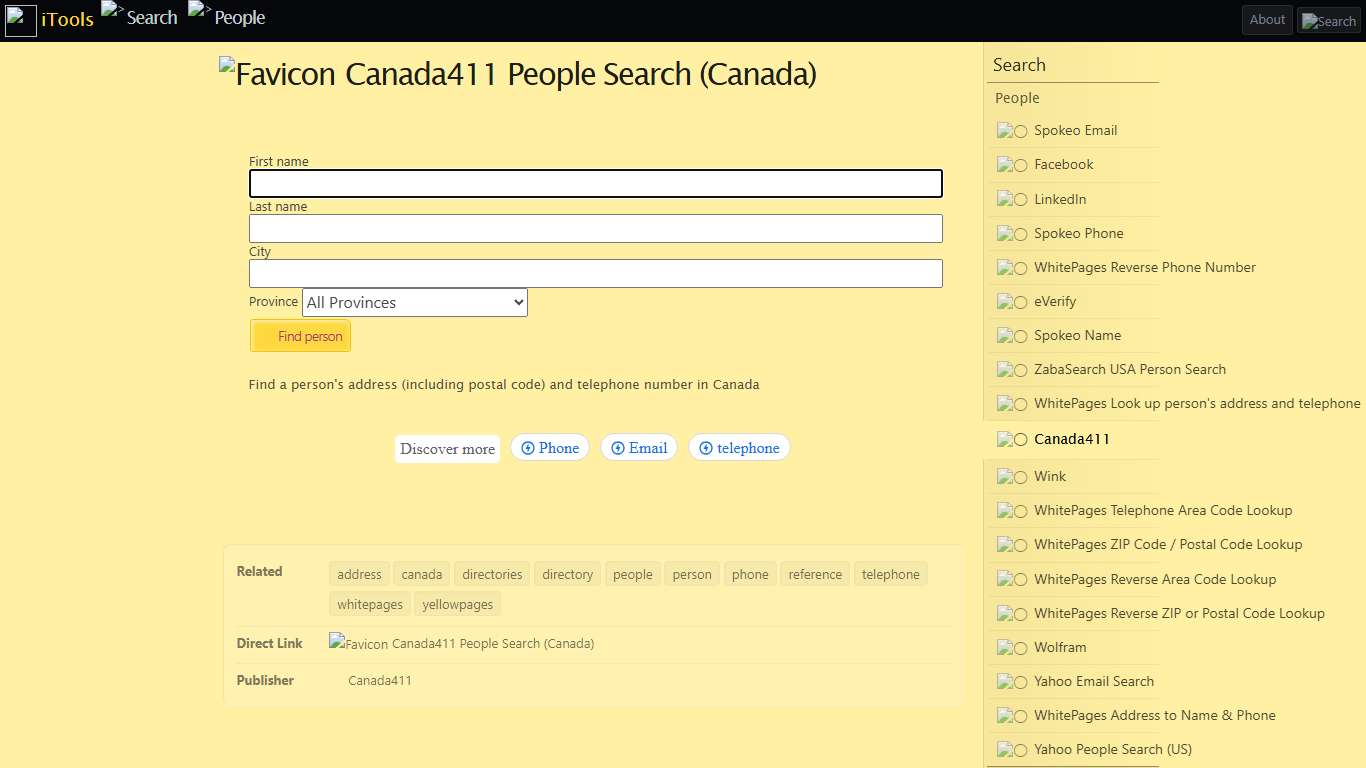 Canada411 People Search (Canada) - iTools