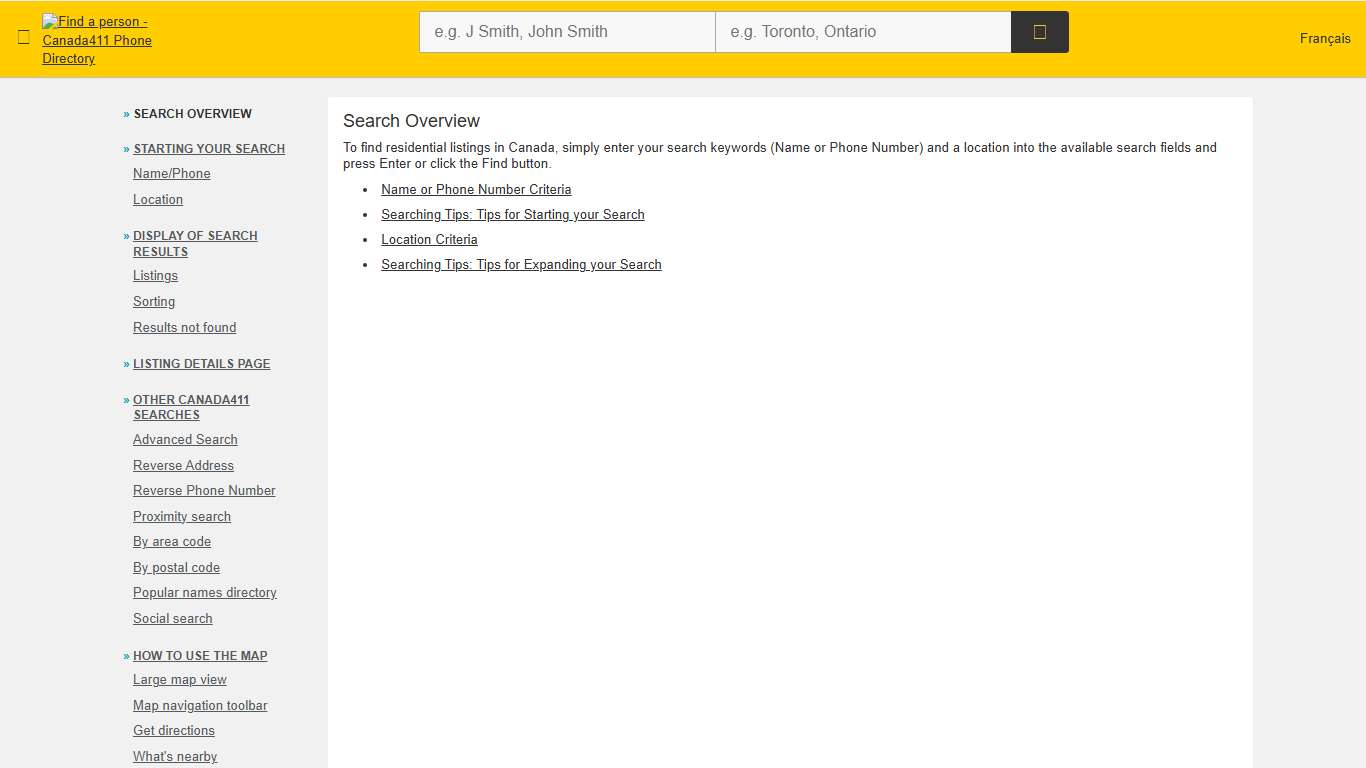 Canada 411 - Find a Person Help Files - powered by Canada411.ca™