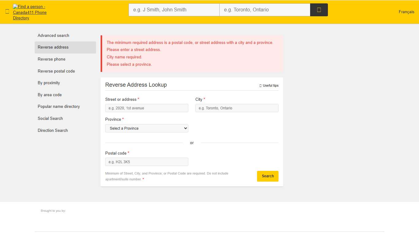 Reverse Address Lookup - Canadian People Search | Canada 411 People Finder