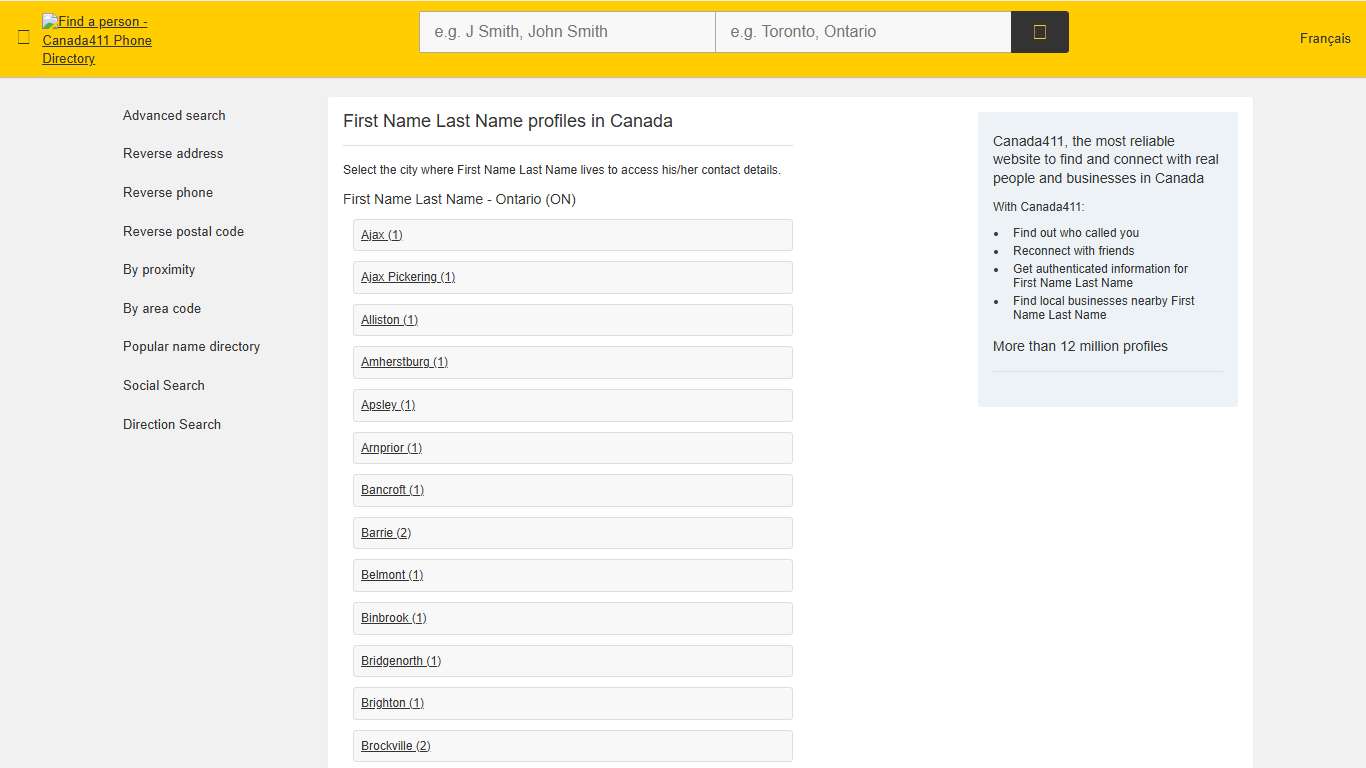 First Name Last Name in Canada