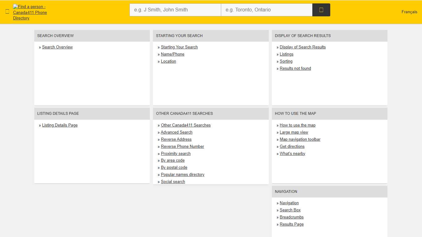 Canada 411 - Find a Person Help Files - powered by Canada411.ca™